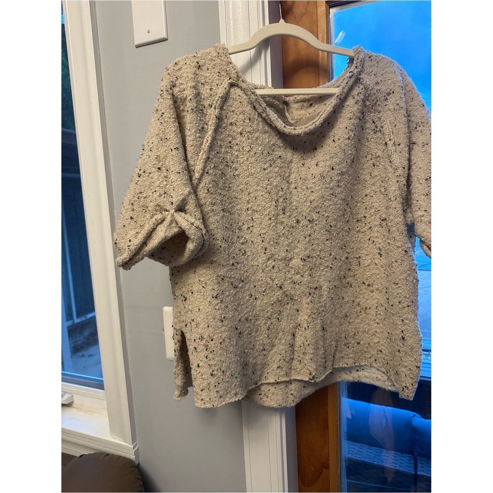 Free People Cream Speckled Crewneck Sweater